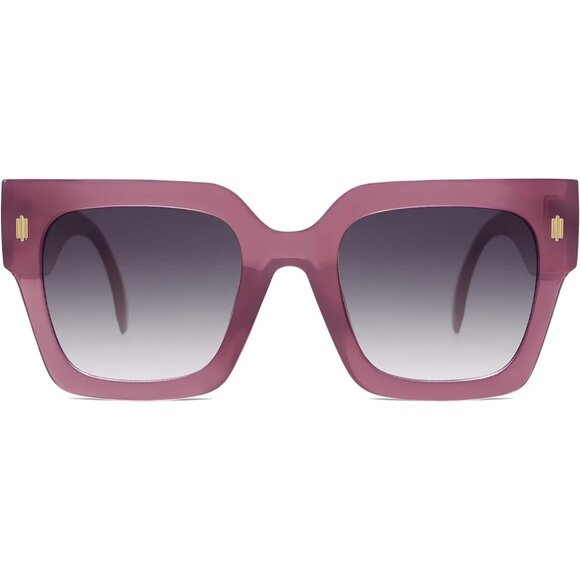 Women\'s Milky Purple Frame Purple Grading  Vintage Oversized Square Sunglasses